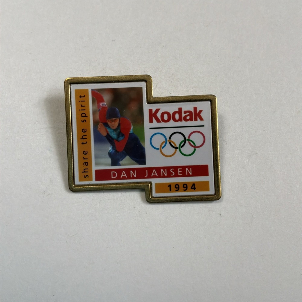 KODAK 1994 Olympic Dan Jansen Speed Skating Gold Medal Win Pin Mens Gold